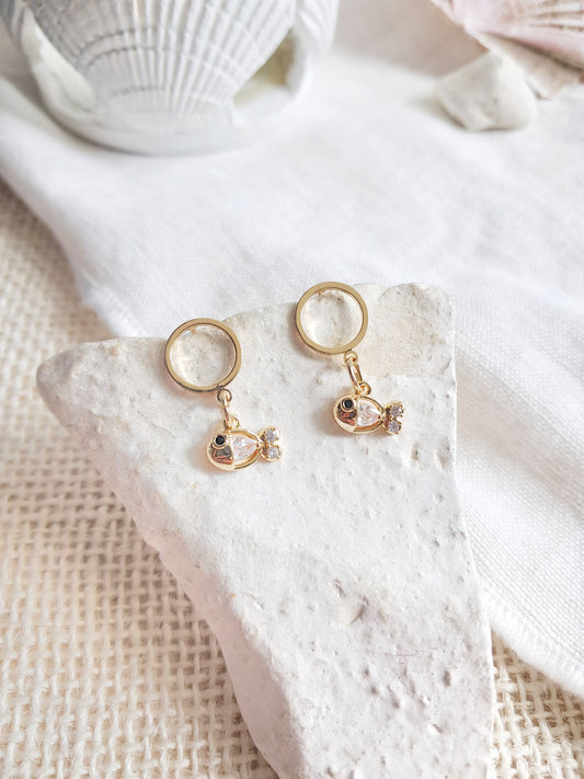 Boucles d'oreilles cercles et poissons