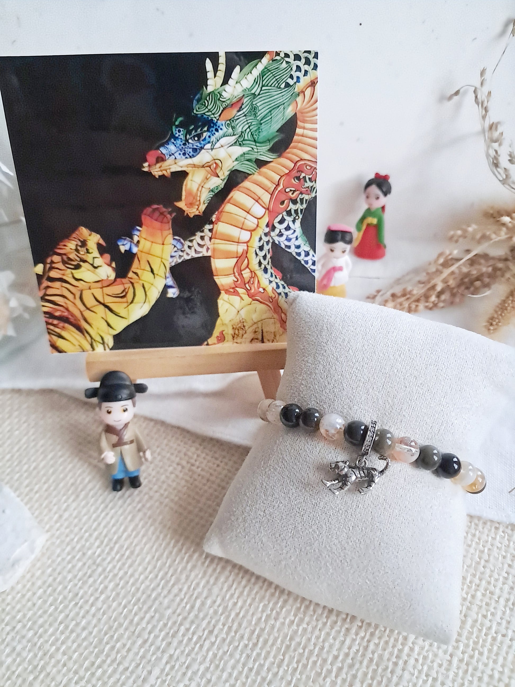 Bracelet tigre avec sa breloque en argent 925