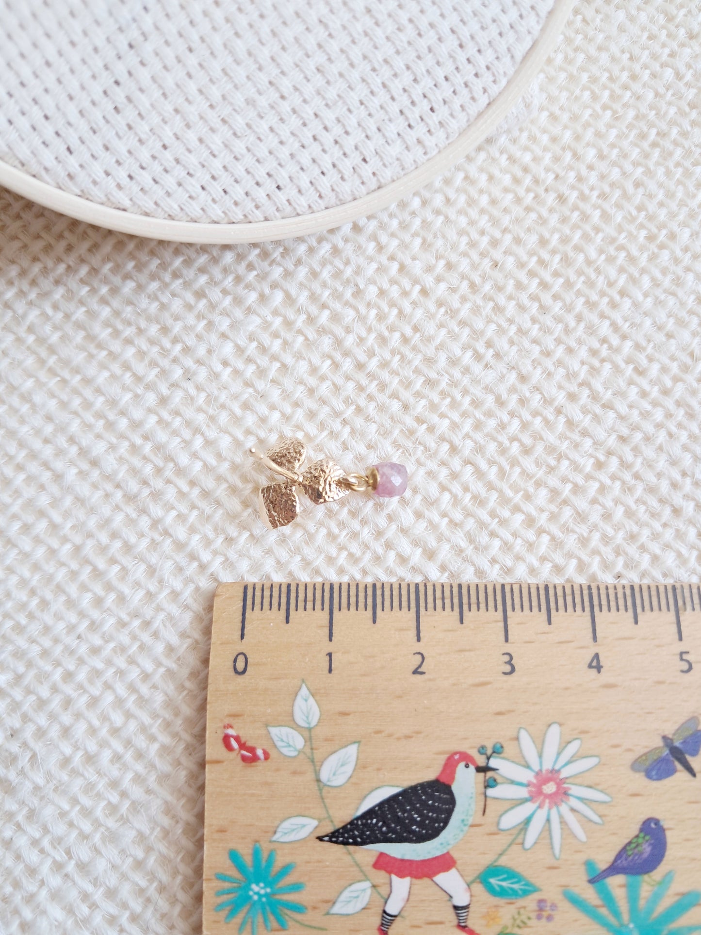 Boucles d'oreilles fleurs d'hortensia et tourmaline rose