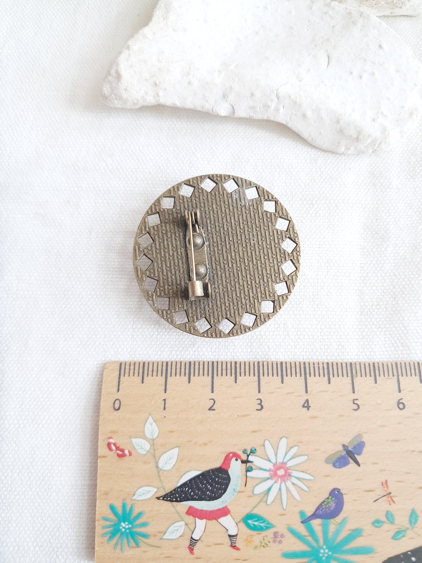 Broche oiseau bleu et blanc