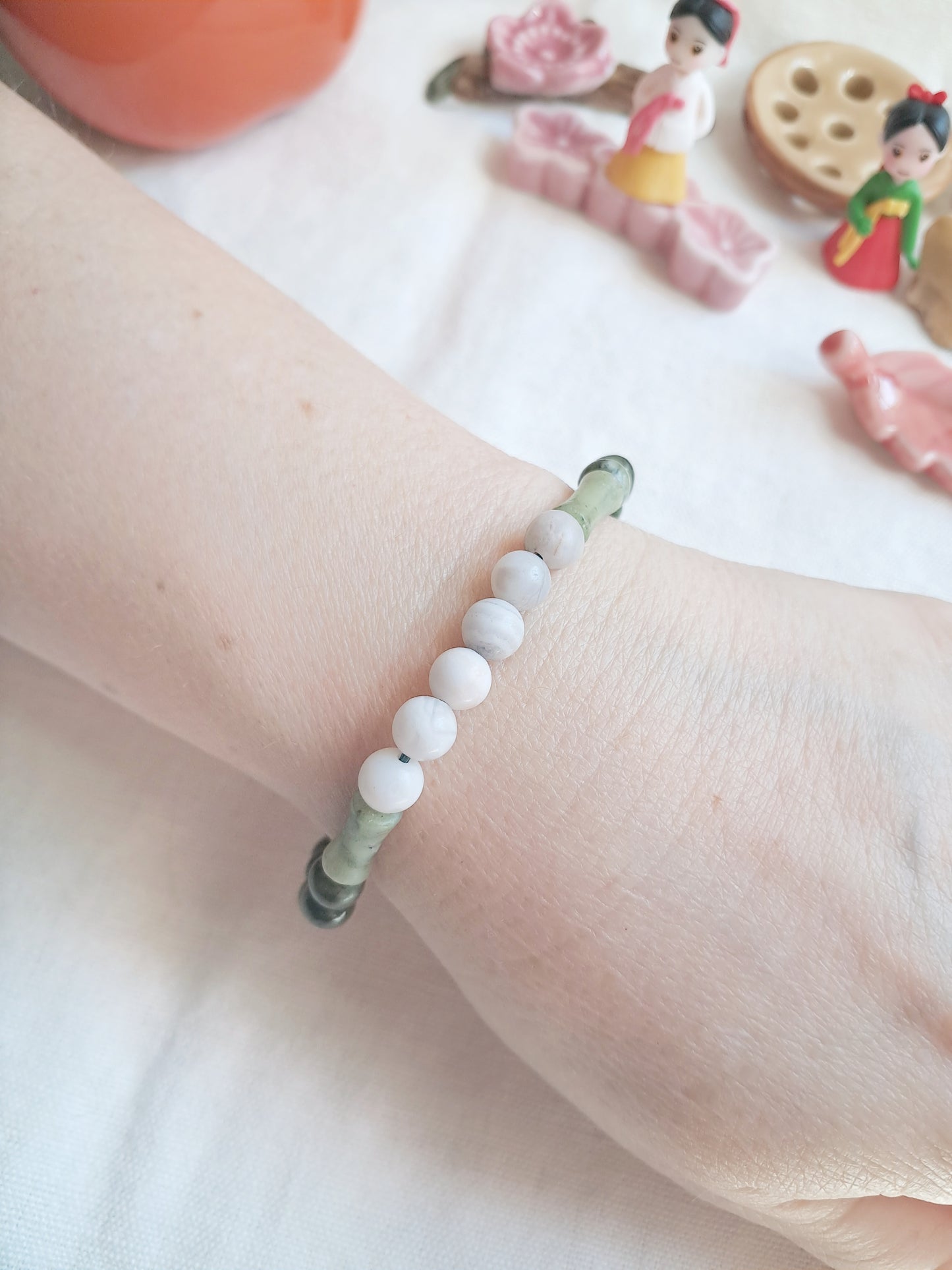 Bracelet Bambou (대나무) en jade et agate