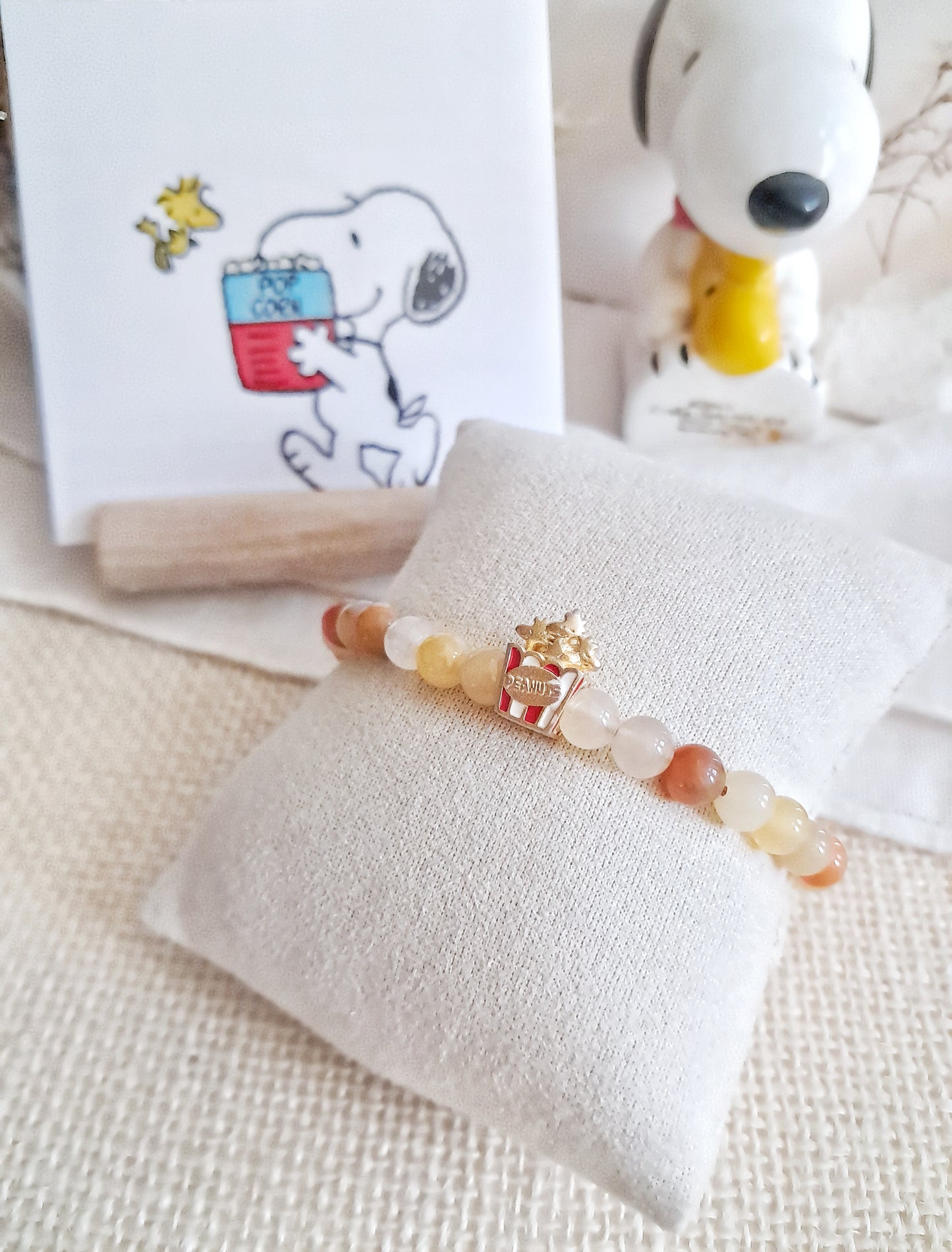 Bracelet pop corn Woodstock avec sa breloque en argent 925