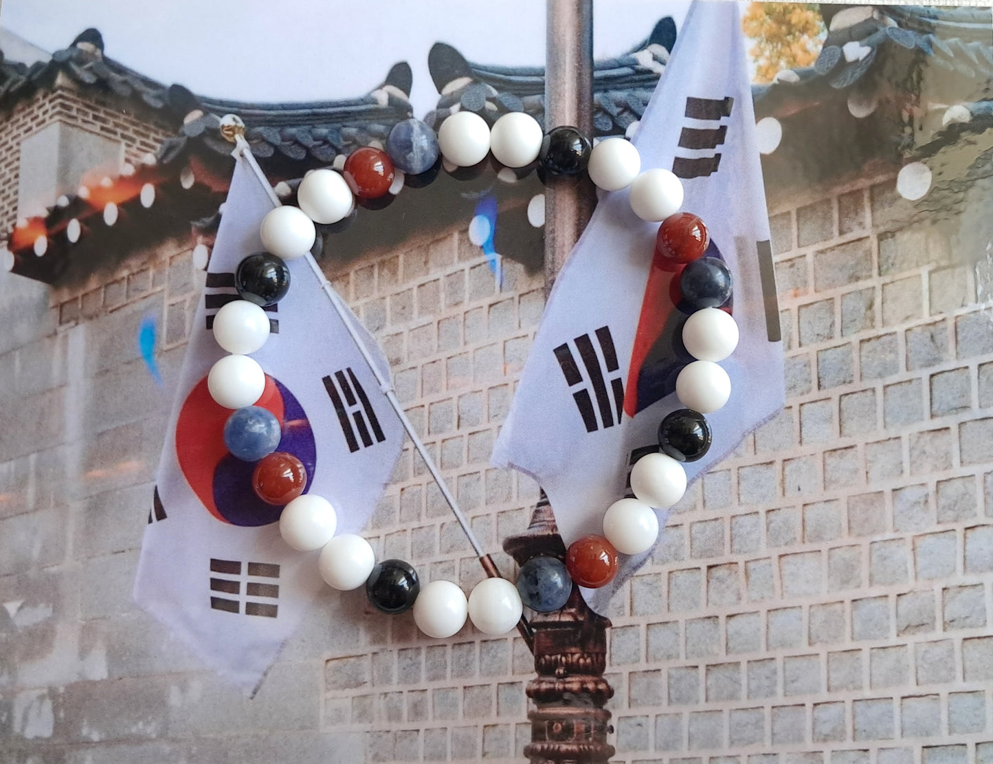 Bracelet aux couleurs du drapeau coréen, le Taegeukgi (태극기)