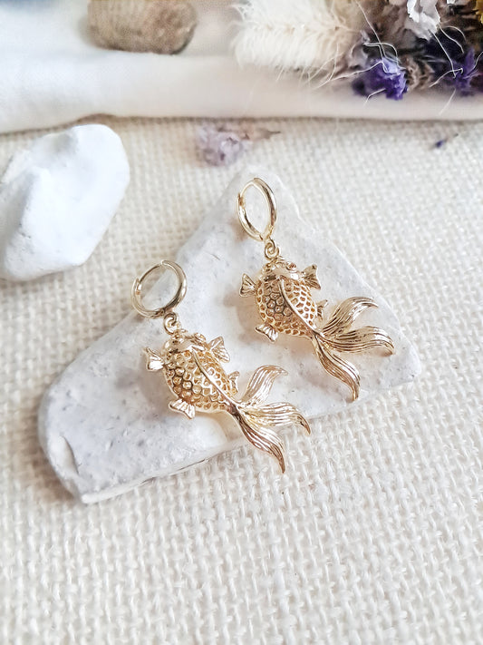 Boucles d'oreilles créoles clips carpes koï