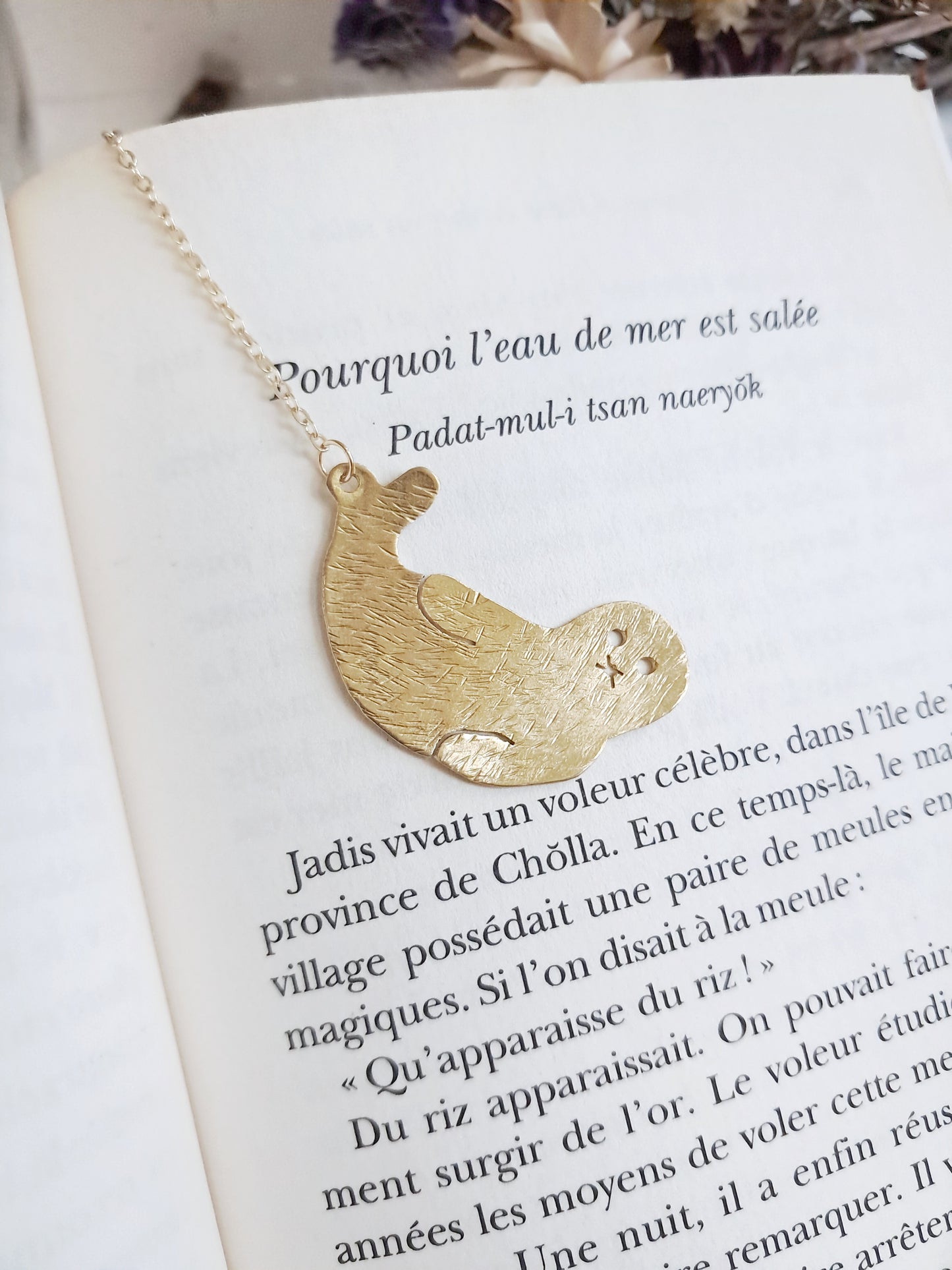 Marque-pages phoque et poisson en laiton