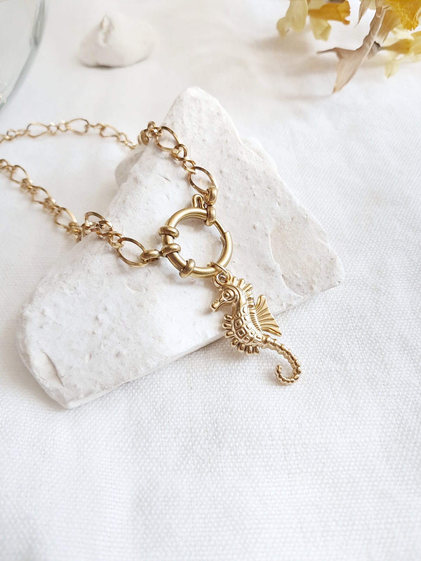 Collier marin hippocampe en acier inoxydable