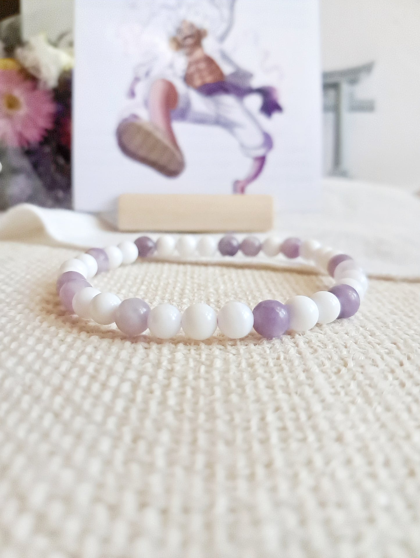 Bracelet Luffy Gear 5 (Lépidolite)