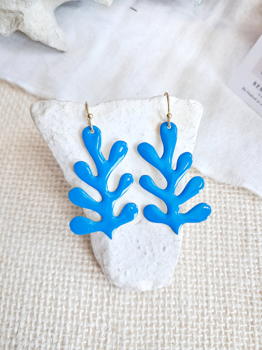 Boucles d'oreilles algues bleues inspiration Matisse