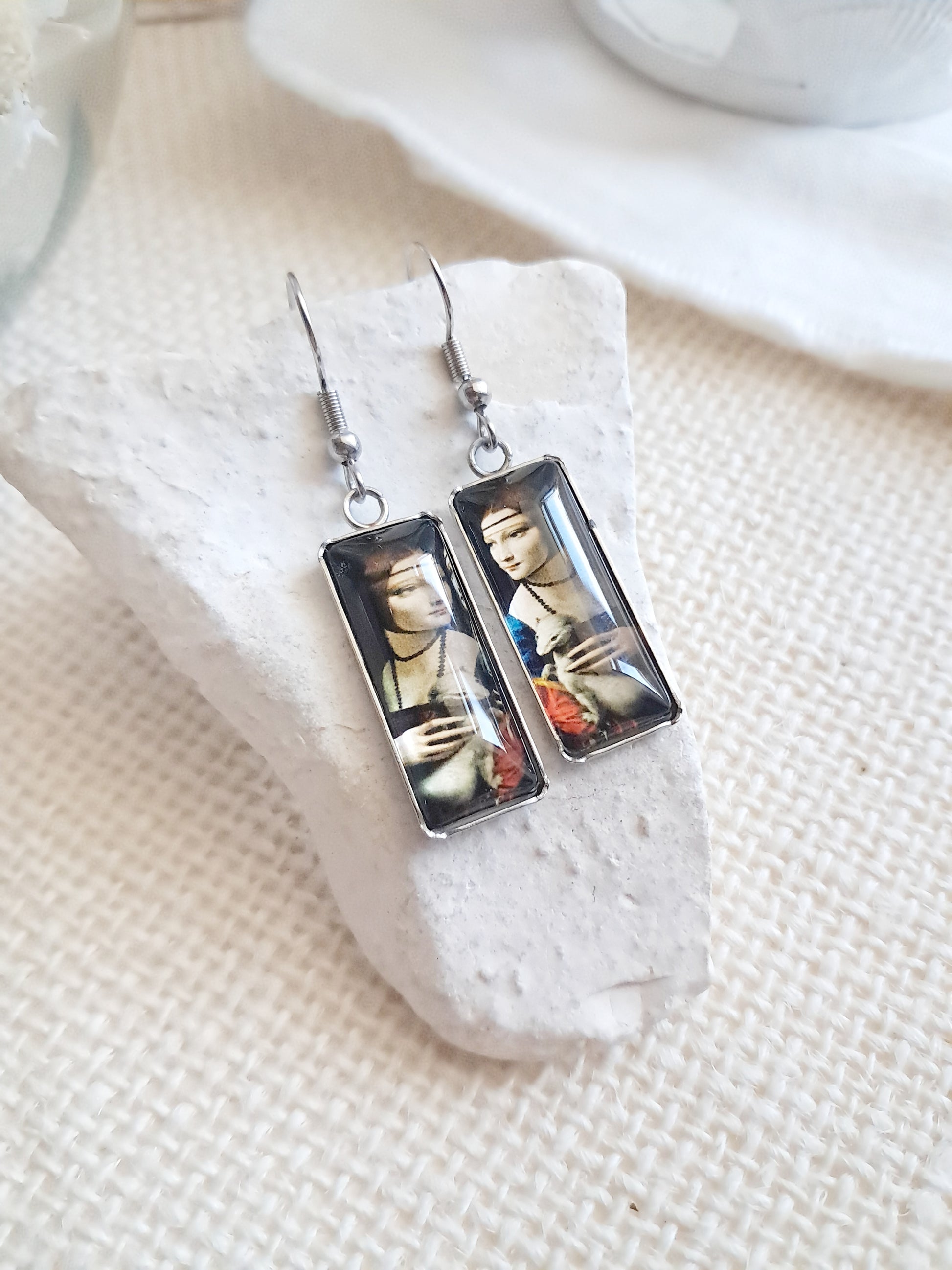 Boucles d'oreilles La Dame à l'hermine de Léonard de Vinci