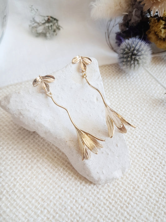 Boucles d'oreilles pendantes tiges de fleurs