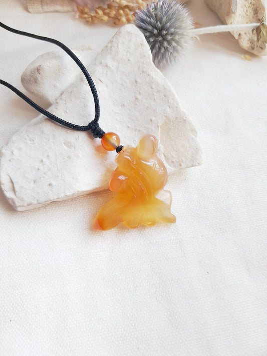 Collier poisson en agate orange