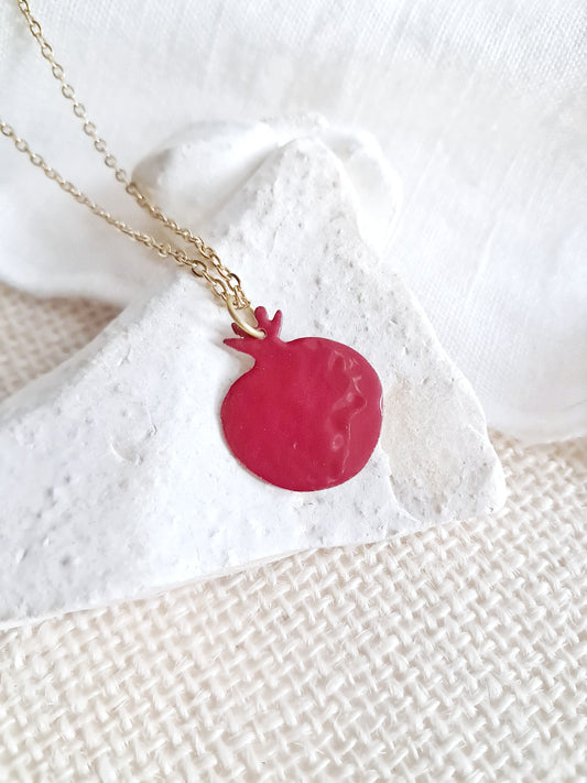 Collier grenade rouge en laiton 