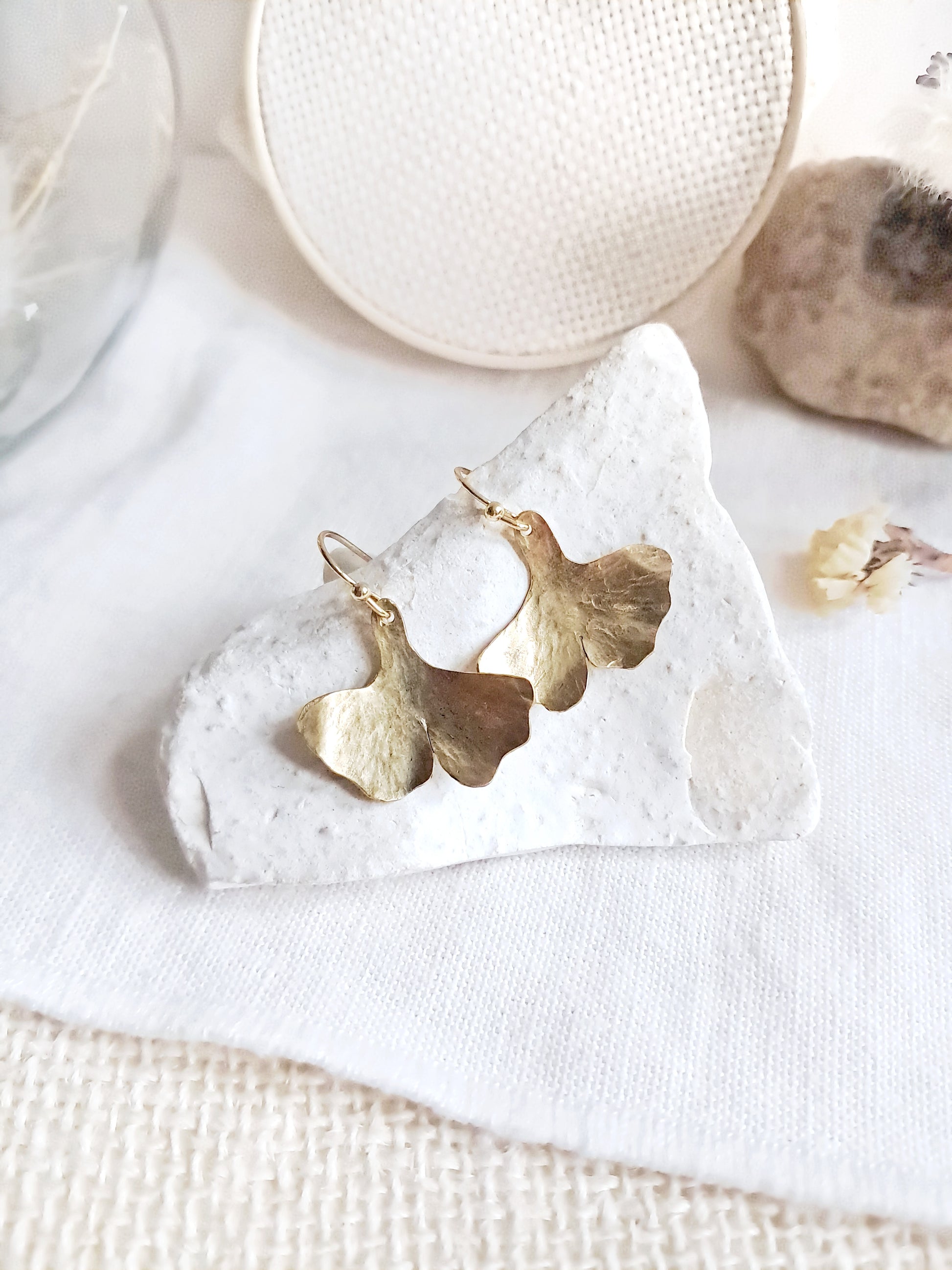 Boucles d'oreilles feuilles de ginkgo