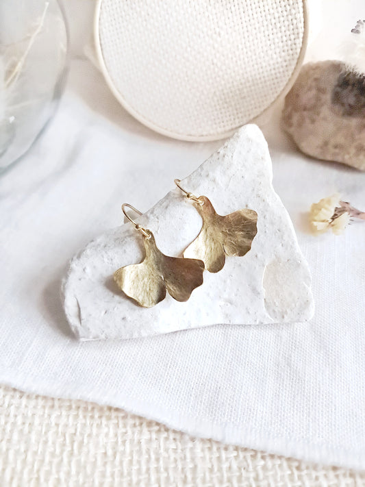 Boucles d'oreilles feuilles de ginkgo