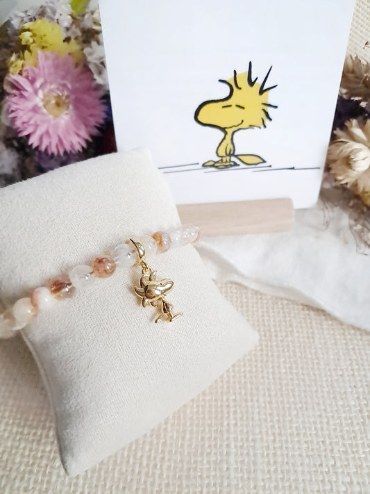 Bracelet Woodstock Snoopy avec sa breloque en argent 925