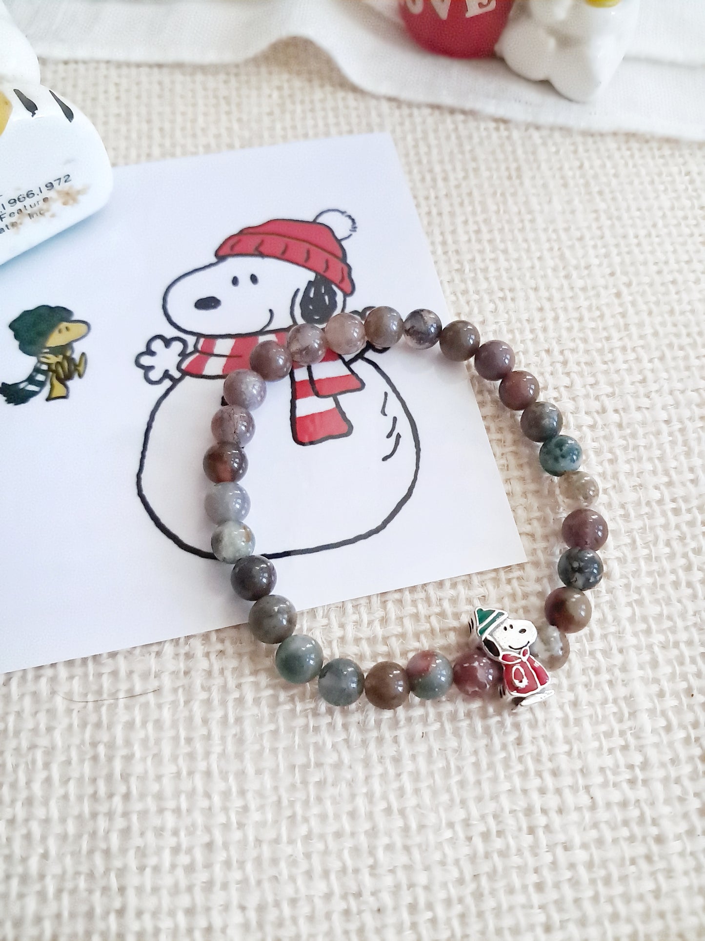 Bracelet Snoopy en doudoune avec sa breloque en argent 925