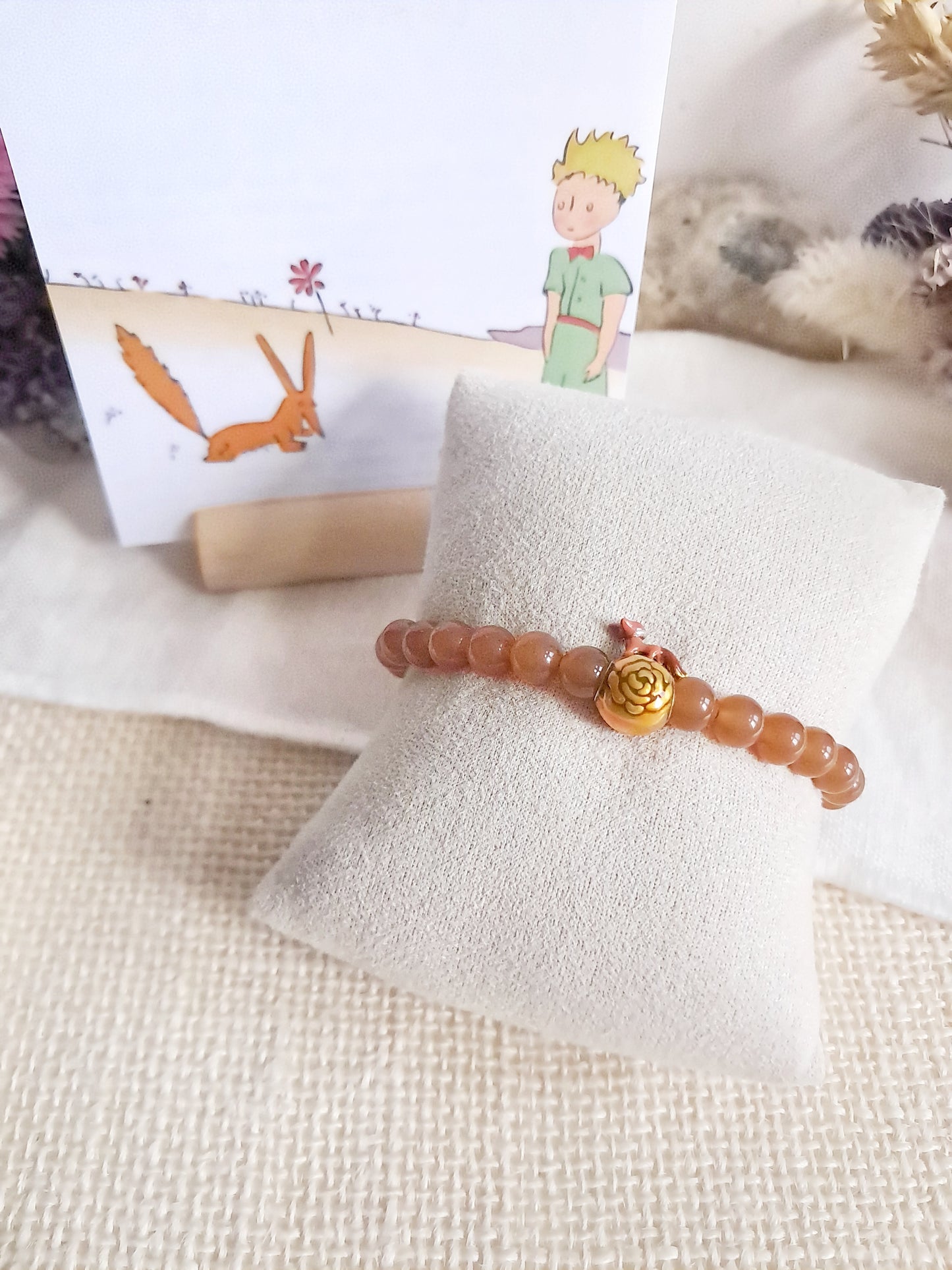 Bracelet renard de l'oeuvre "Le petit prince" avec sa breloque