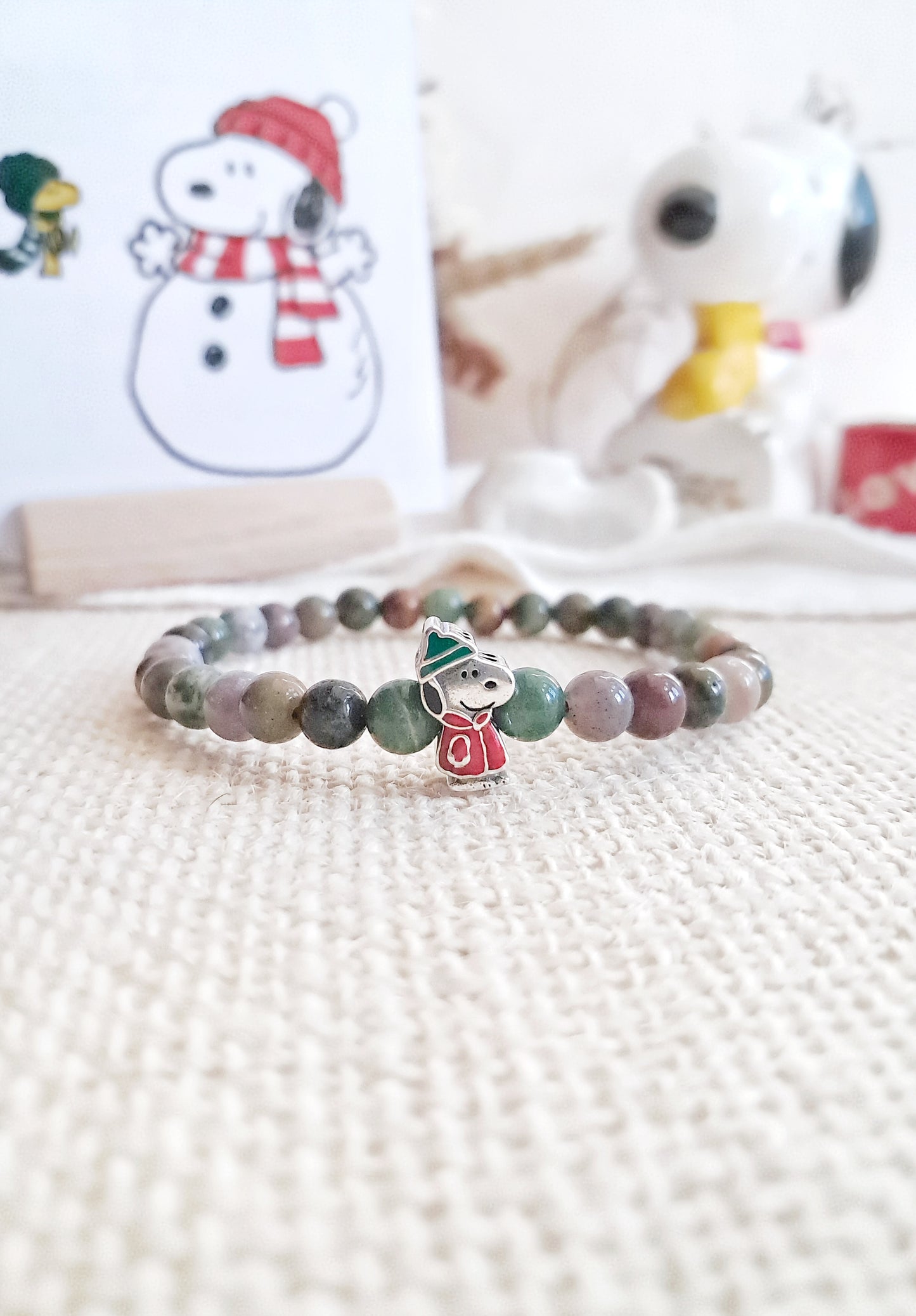 Bracelet Snoopy en doudoune avec sa breloque en argent 925