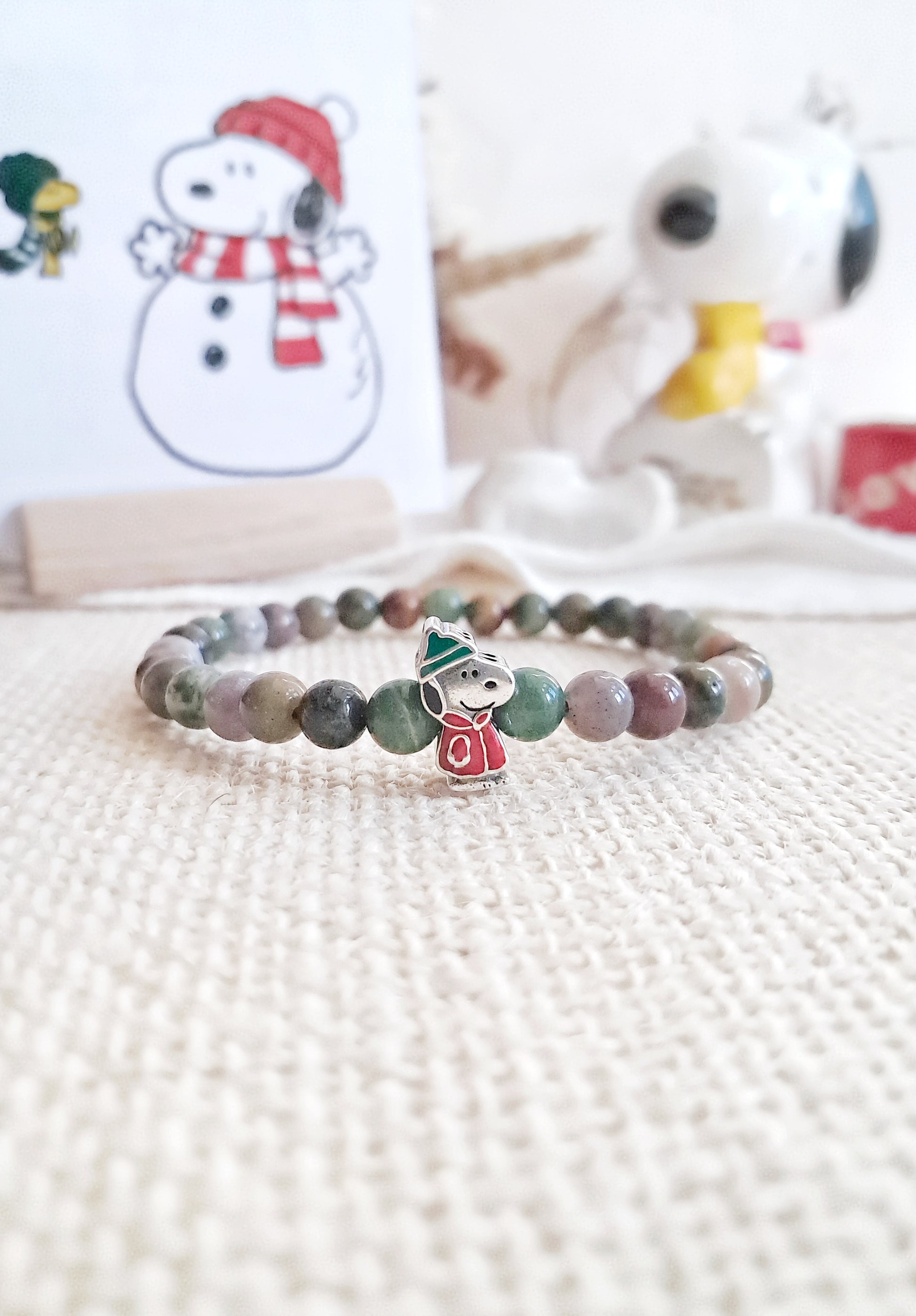 Bracelet Snoopy en doudoune avec sa breloque en argent 925