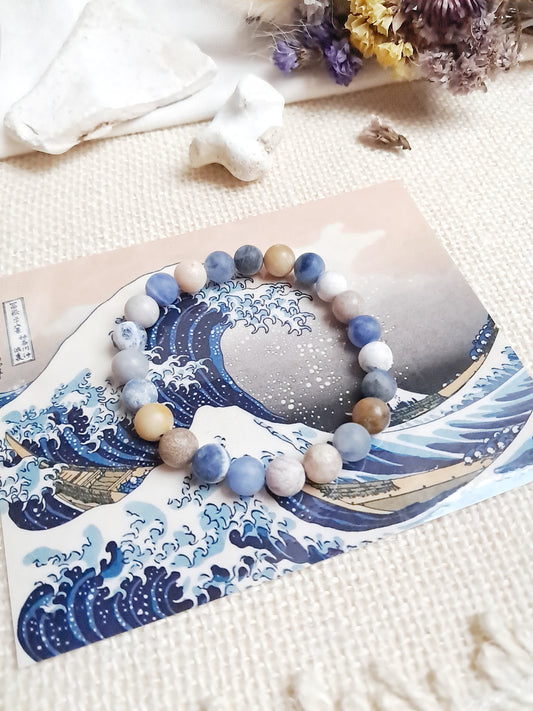 Bracelet inspiré de "La Grande Vague de Kanagawa" d'Hokusai 8mm - exposition Nantes 2025