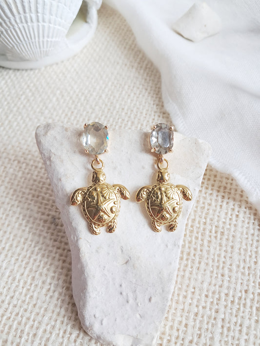 Boucles d'oreilles gemmes et tortues