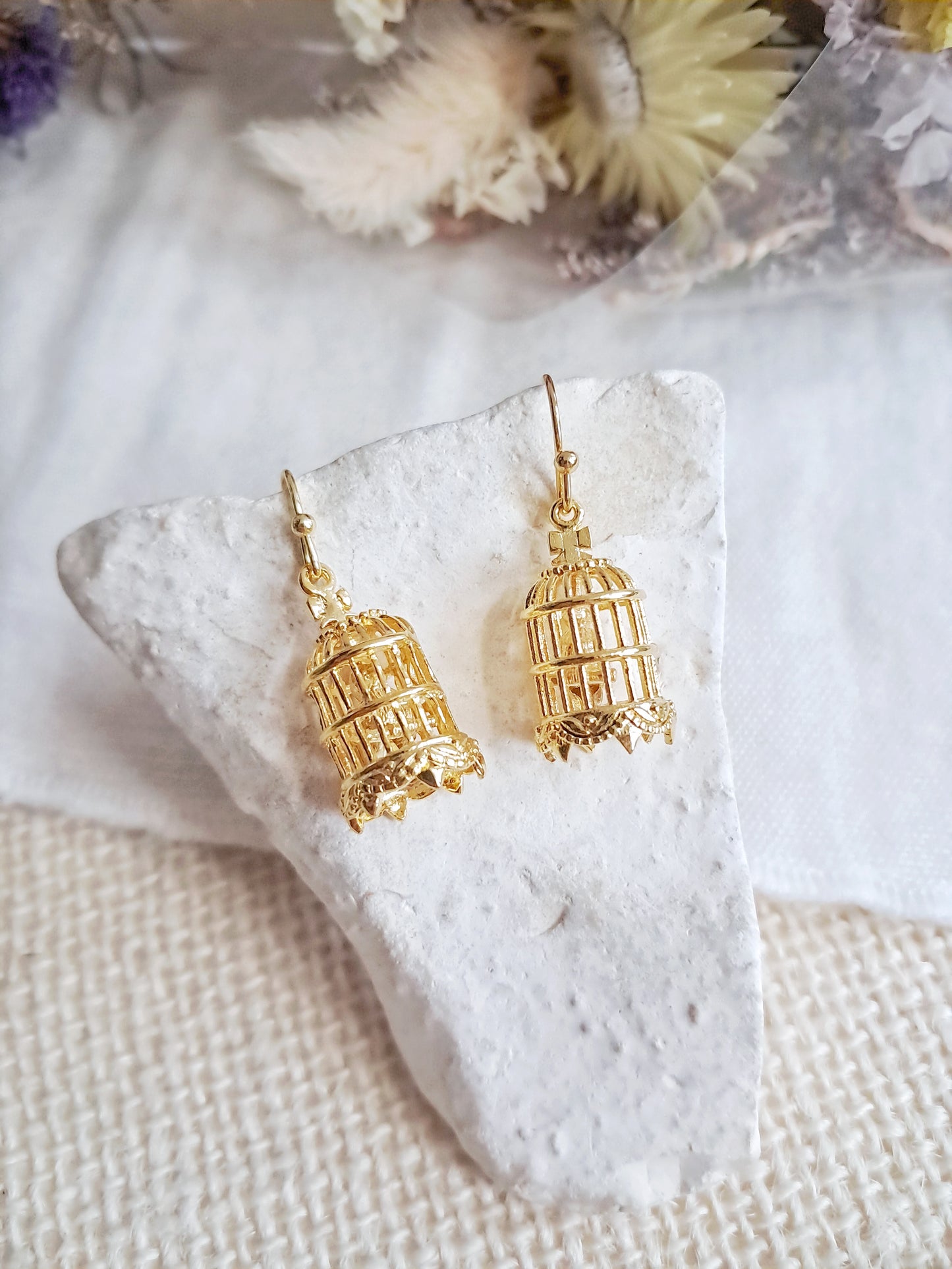 Boucles d'oreilles oiseau en cage