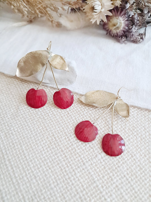 Boucles d'oreilles cerises en laiton