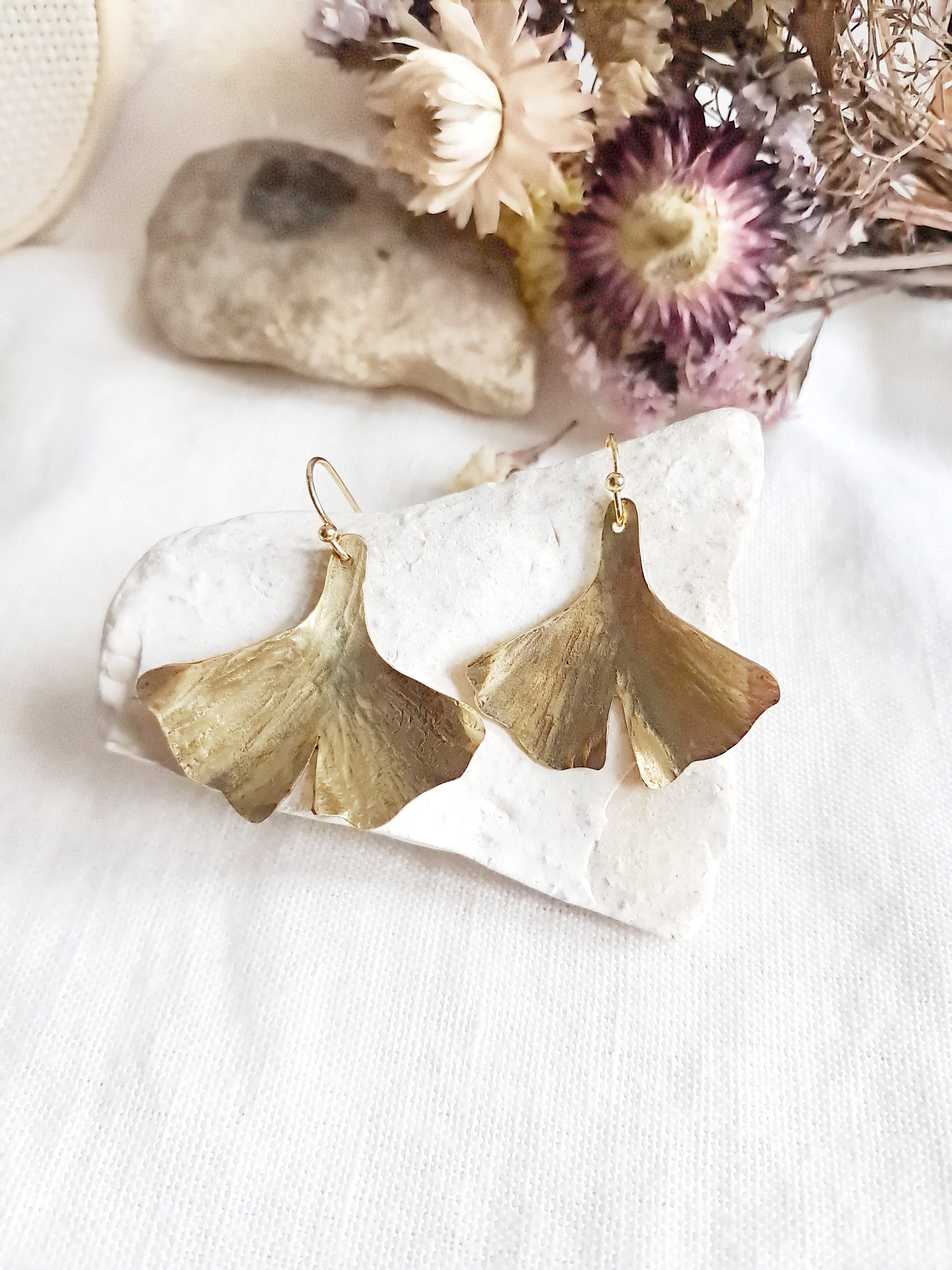 Boucles d'oreilles feuilles de ginkgo
