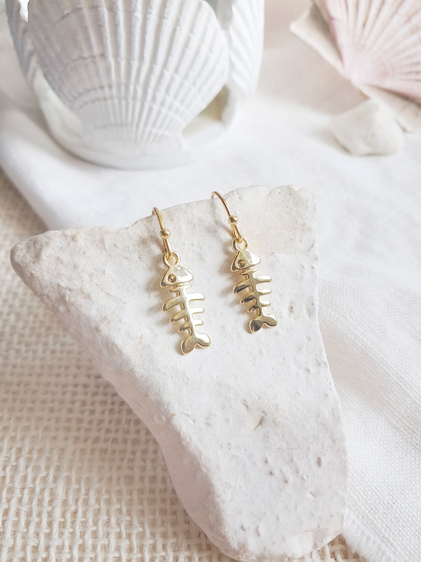 Boucles d'oreilles pendantes arêtes de poisson
