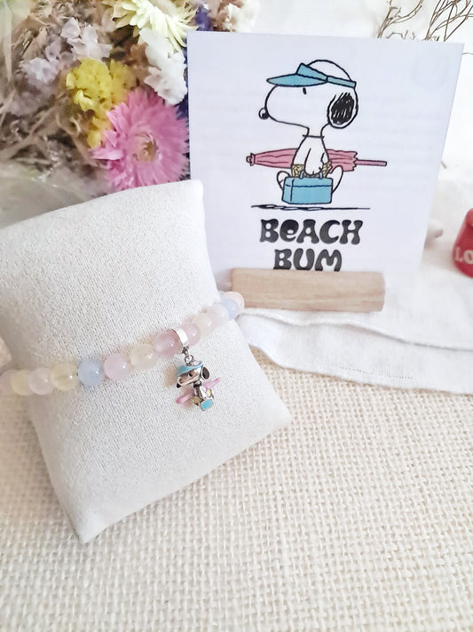 Bracelet Snoopy à la plage avec sa breloque en argent 925