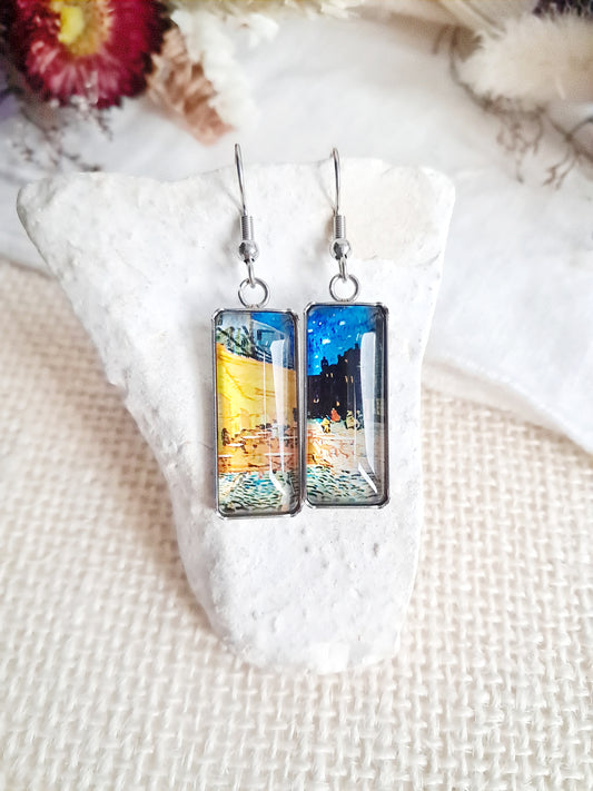 Boucles d'oreilles "Terrasse du café le soir" de Van Gogh