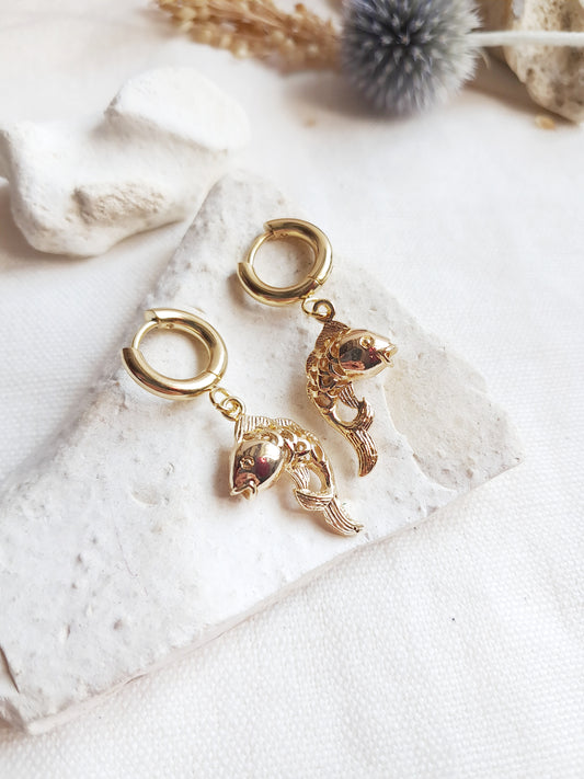 Boucles d'oreilles créoles carpes koï