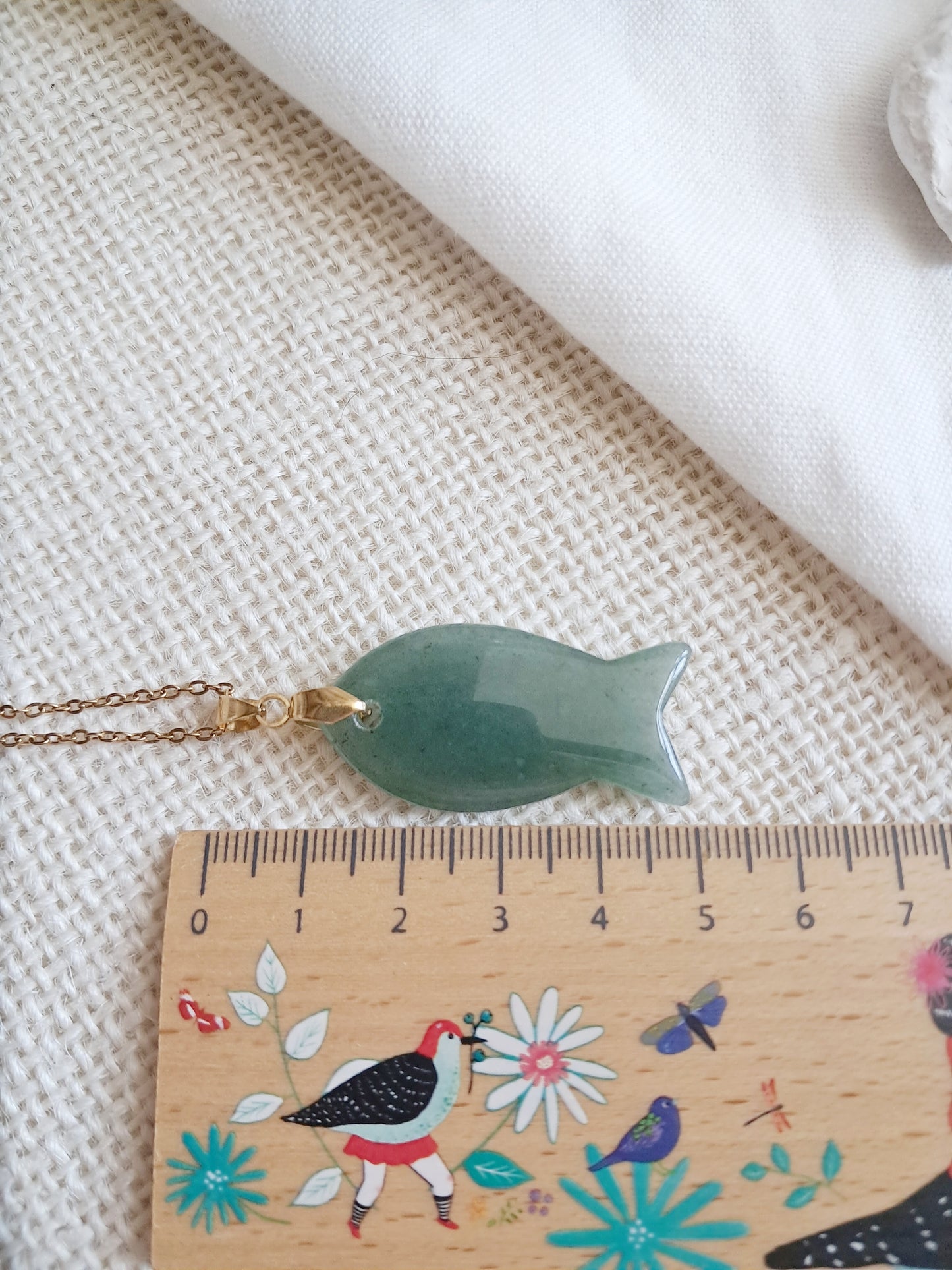 Collier poisson en aventurine verte
