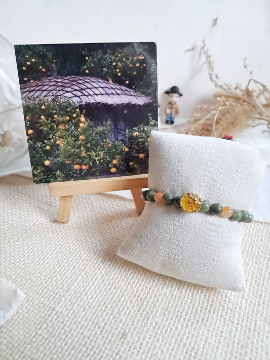 Bracelet les agrumes de Jeju (한라봉) avec sa perle orange en argent 925