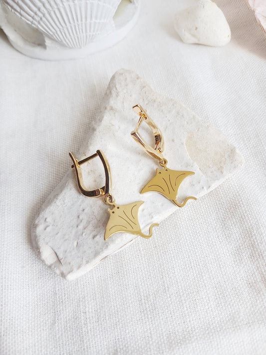 Boucles d'oreilles créoles poissons raies