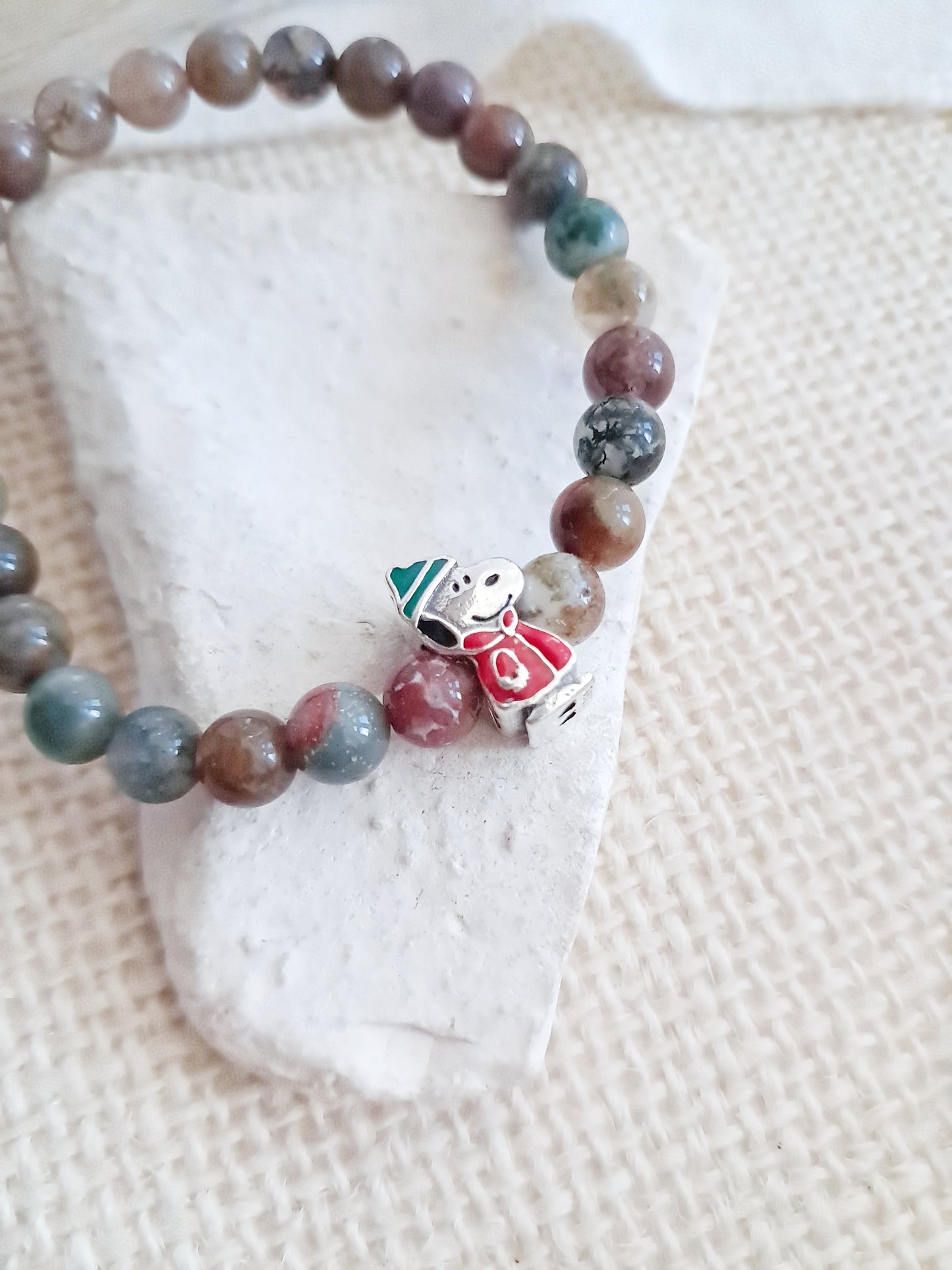 Bracelet Snoopy en doudoune avec sa breloque en argent 925