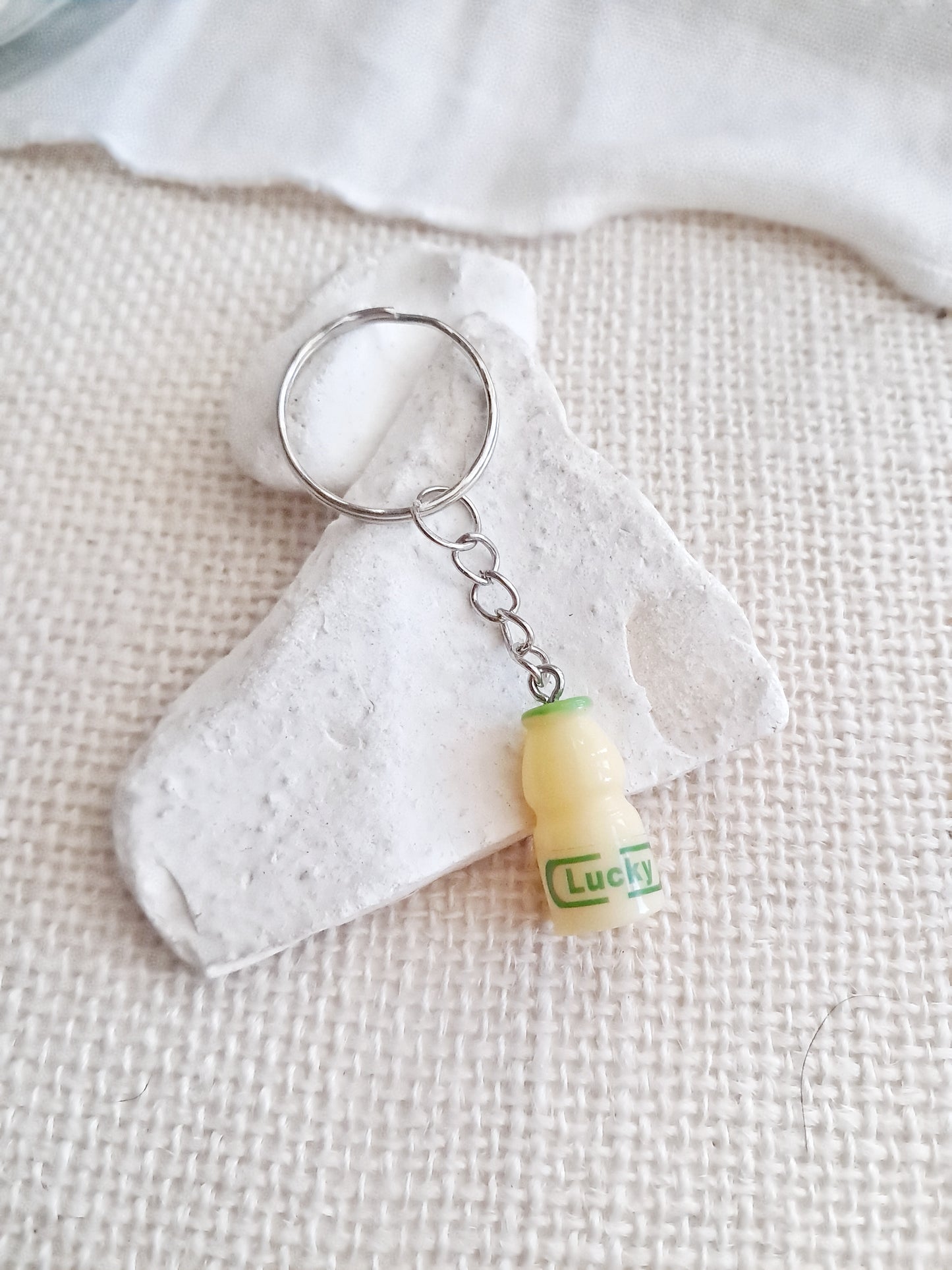 Porte-clés petite bouteille de lait lucky 우유 style coréen