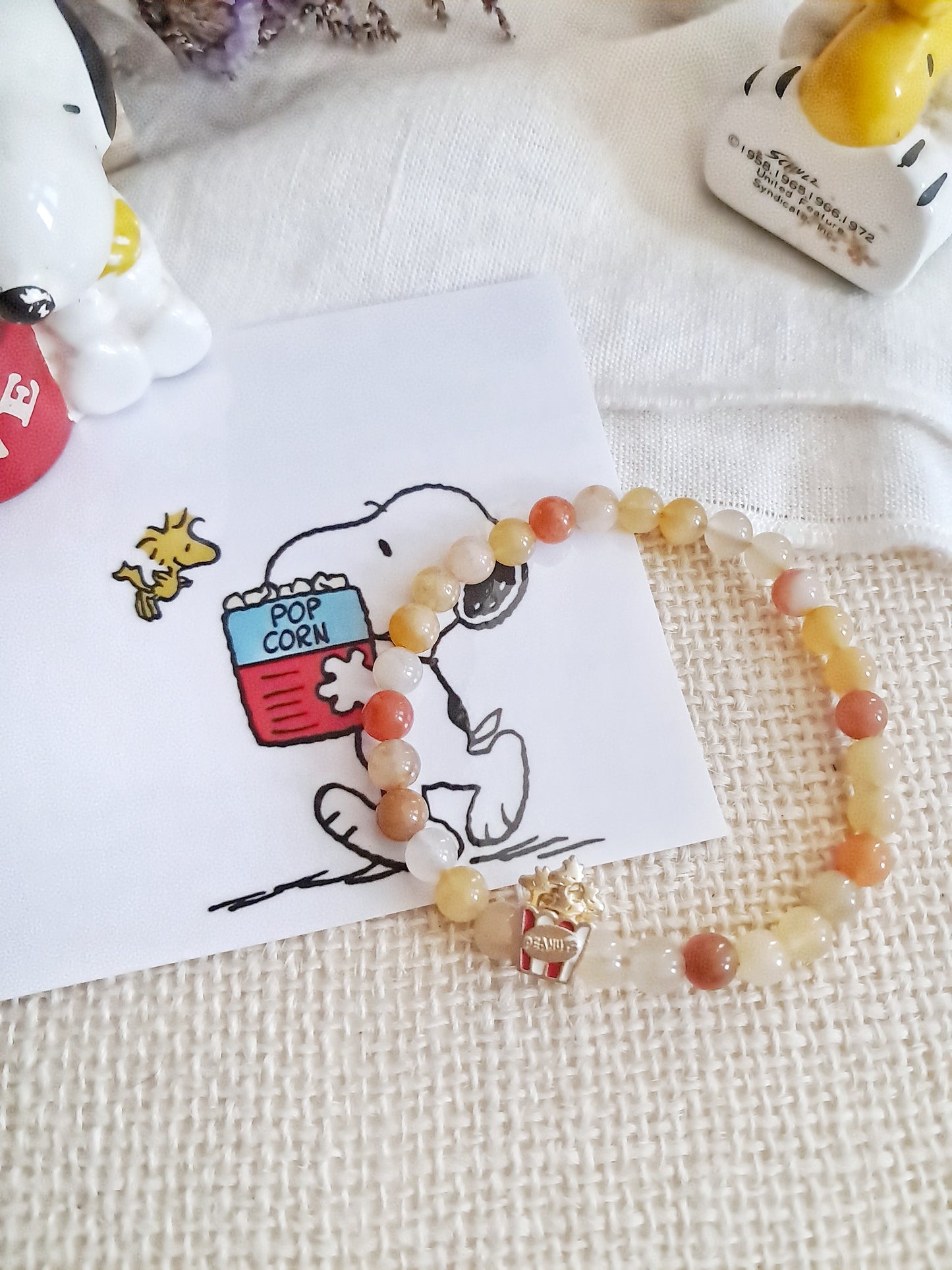 Bracelet pop corn Woodstock avec sa breloque en argent 925