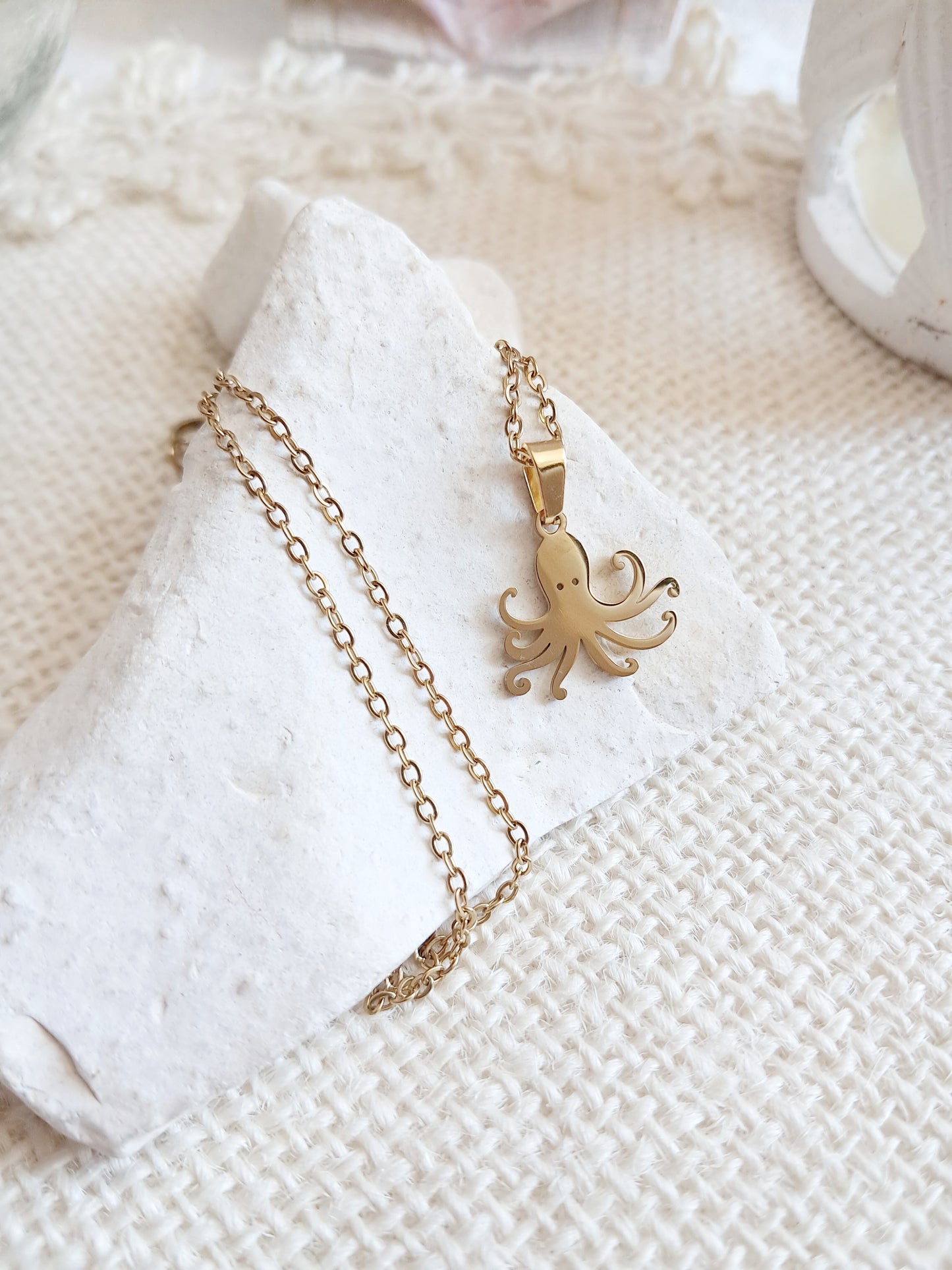 Collier pendentif pieuvre en acier inoxydable