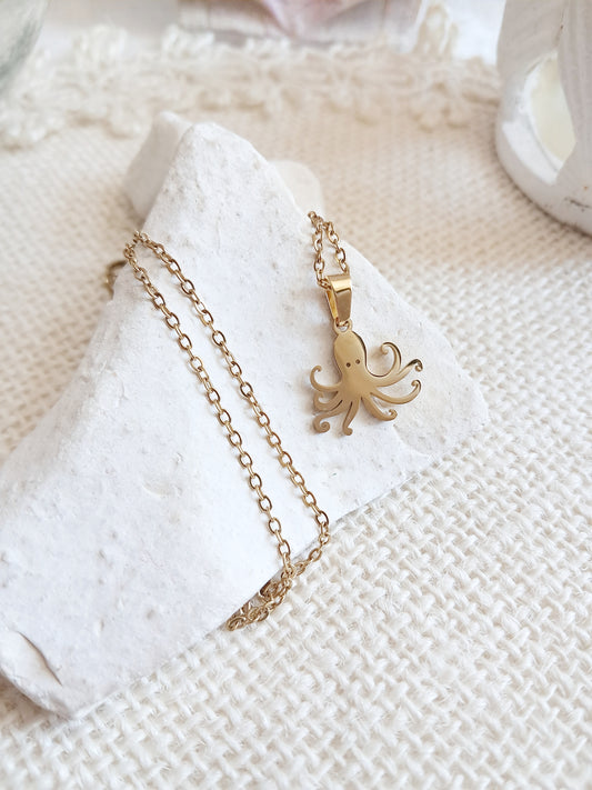 Collier pendentif pieuvre en acier inoxydable