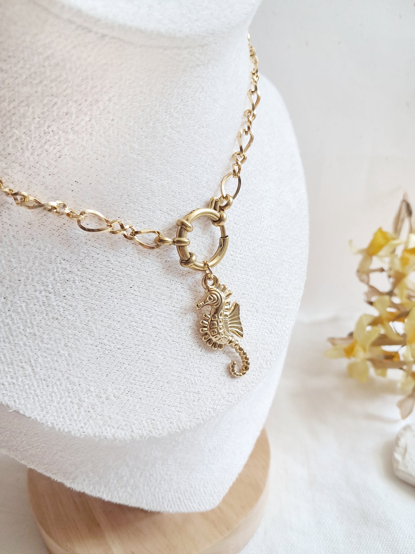 Collier marin hippocampe en acier inoxydable