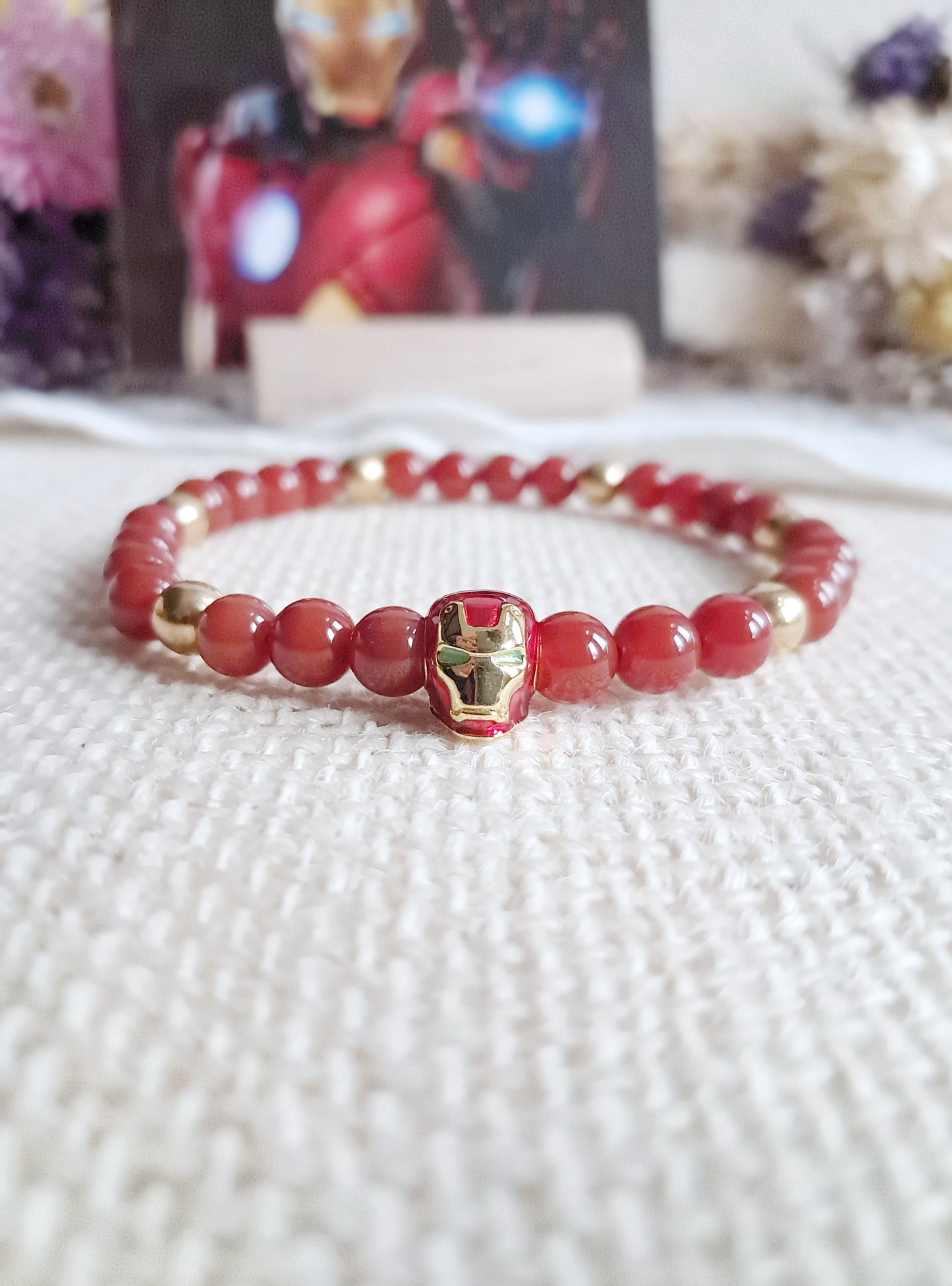 Bracelet Iron Man avec sa breloque en argent 925